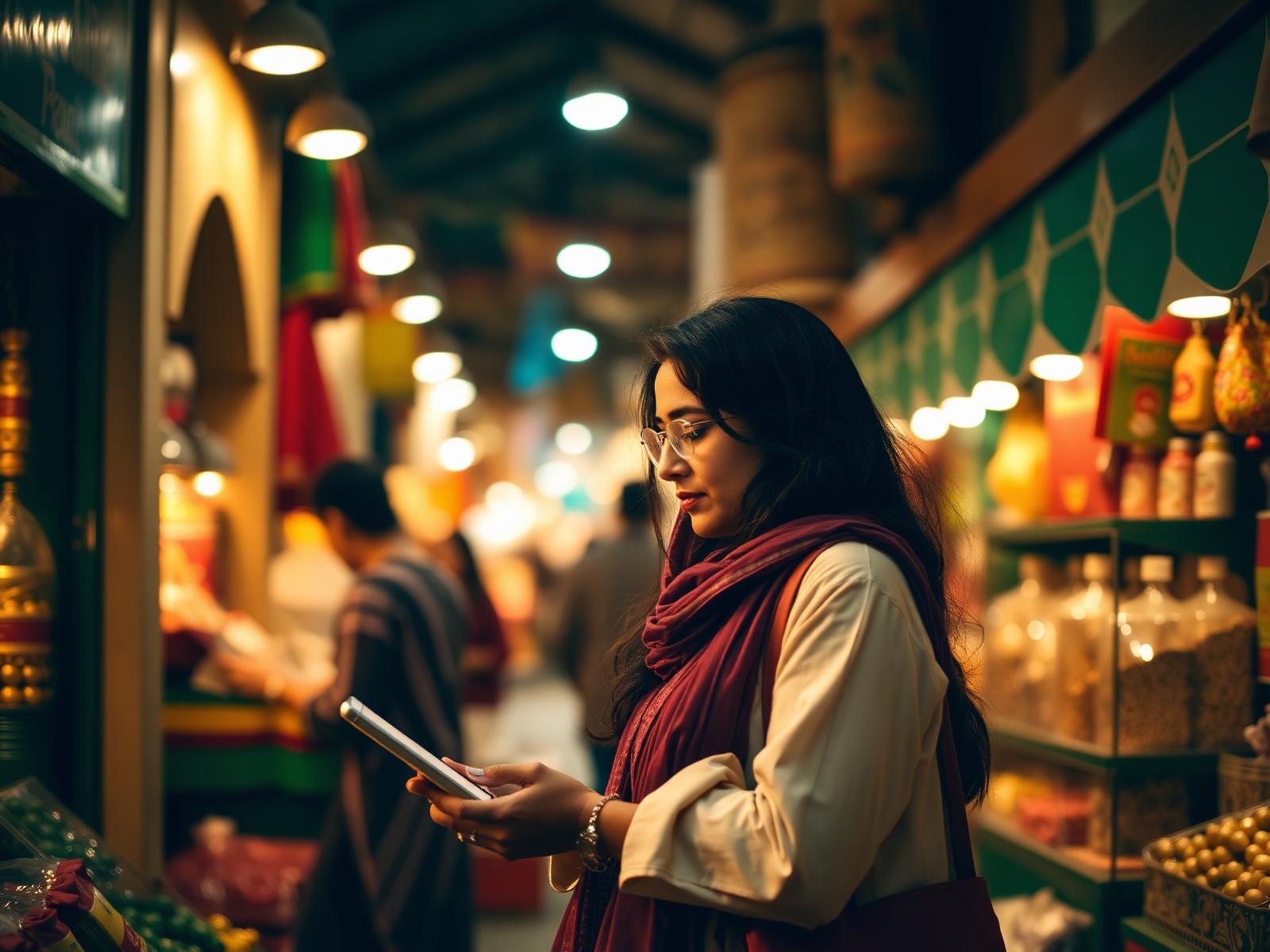 Shopping on SoukLink in a Pakistani bazaar